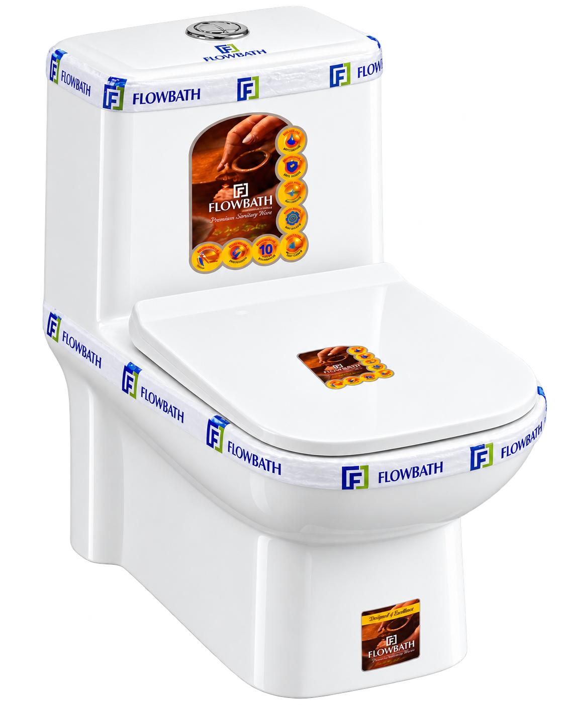 FLOWBATH Square One Piece Western Toilet
